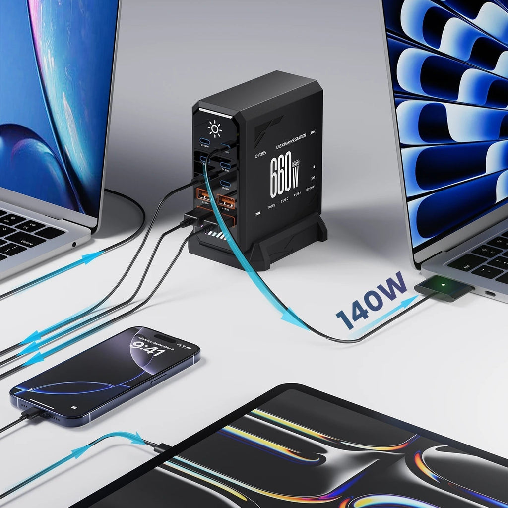 660W GaN  10Ports USB-C Charger Station