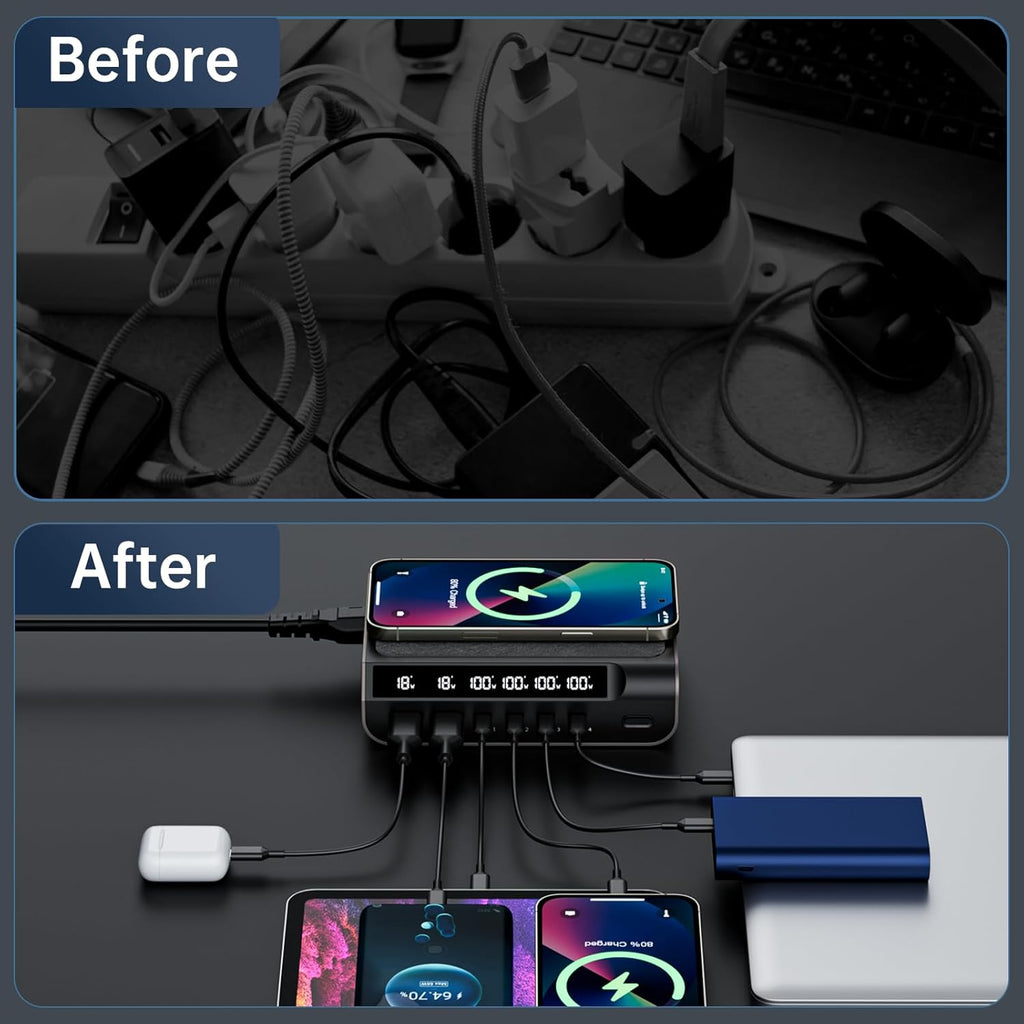 Compact 240W 6Ports GaN Charger With Digital Display Screen