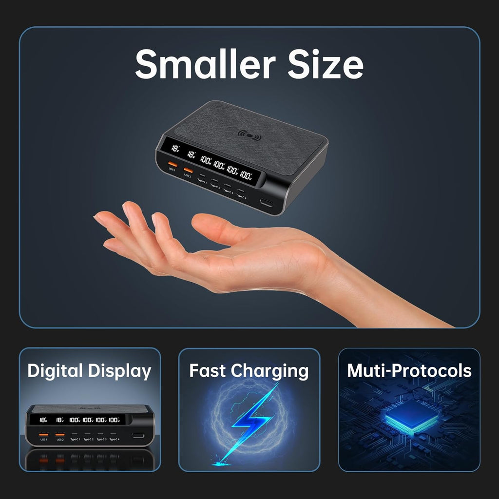 Compact 240W 6Ports GaN Charger With Digital Display Screen