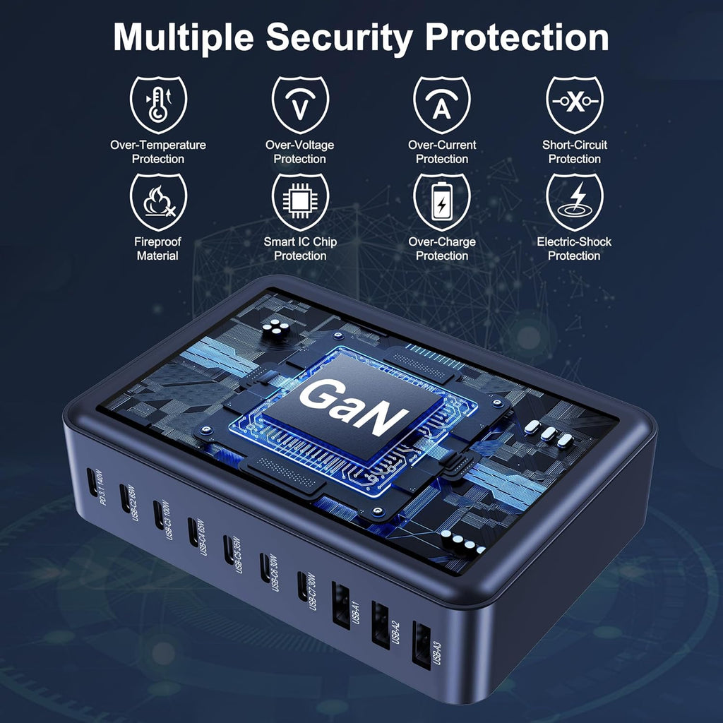 400W GaN 10-Ports Compact Super Fast Charging Station