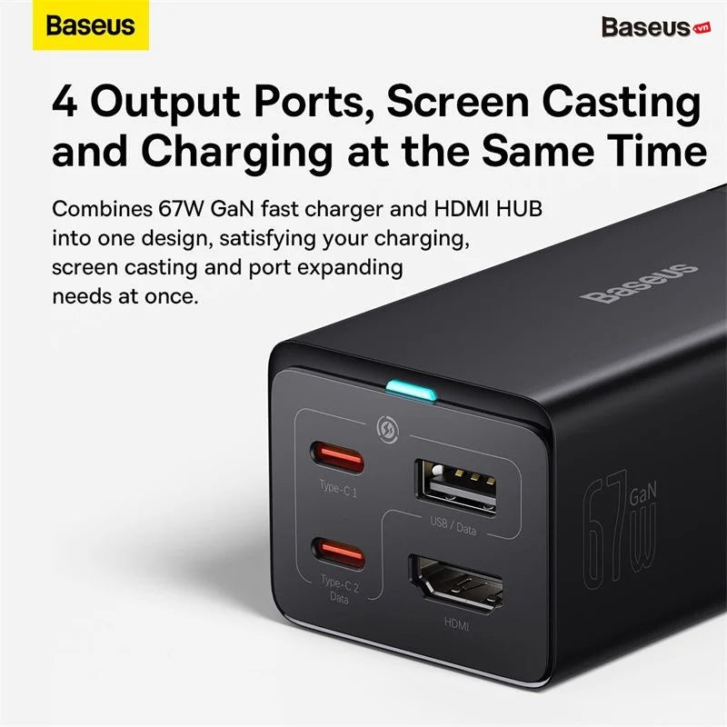 GaN 5Ports Desktop Fast Charger & USB-C HUB