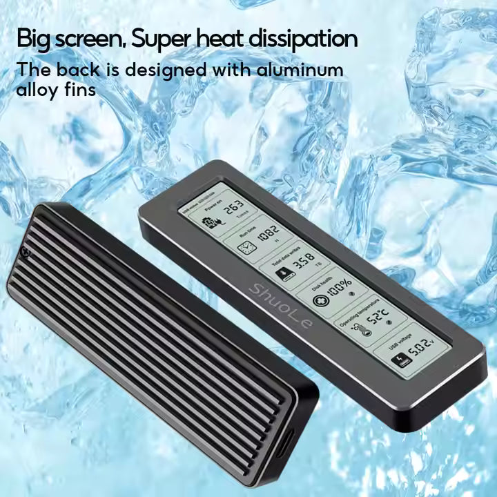 Aluminum M.2 SSD Enclosure Adapter with LCD Display Screen