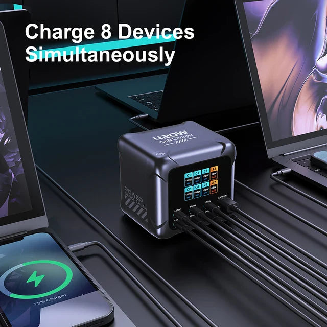 Compact 420W 8Ports Charger With Digital Display Screen
