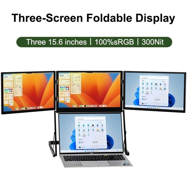 15.6 Inch Three Screen Display Portable Monitor