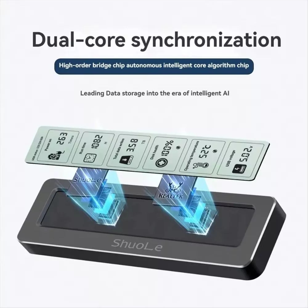 Aluminum M.2 SSD Enclosure Adapter with LCD Display Screen